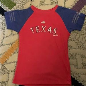 Red & blue Texans baseball tshirt